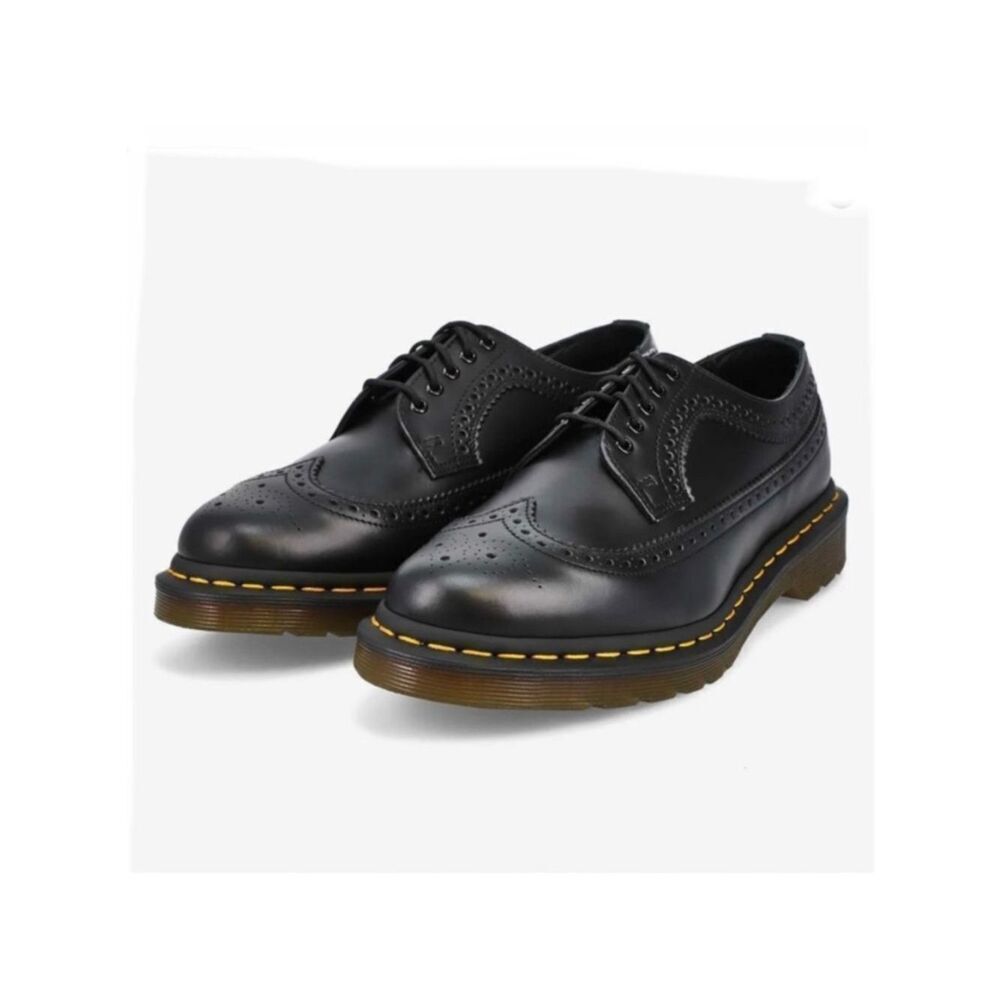 Dr. Martens 11845 Yellow Stitch Leather Wingtip Brogues